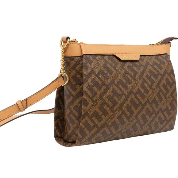 Ellen Tracy Signature Print Chain Crossbody Purse - Picture 3 of 4